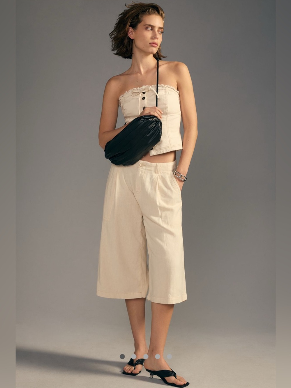 Anthropologie Pilcro Culottes Long  Shorts Light Sand Beige Cream Sz 8 Petite
